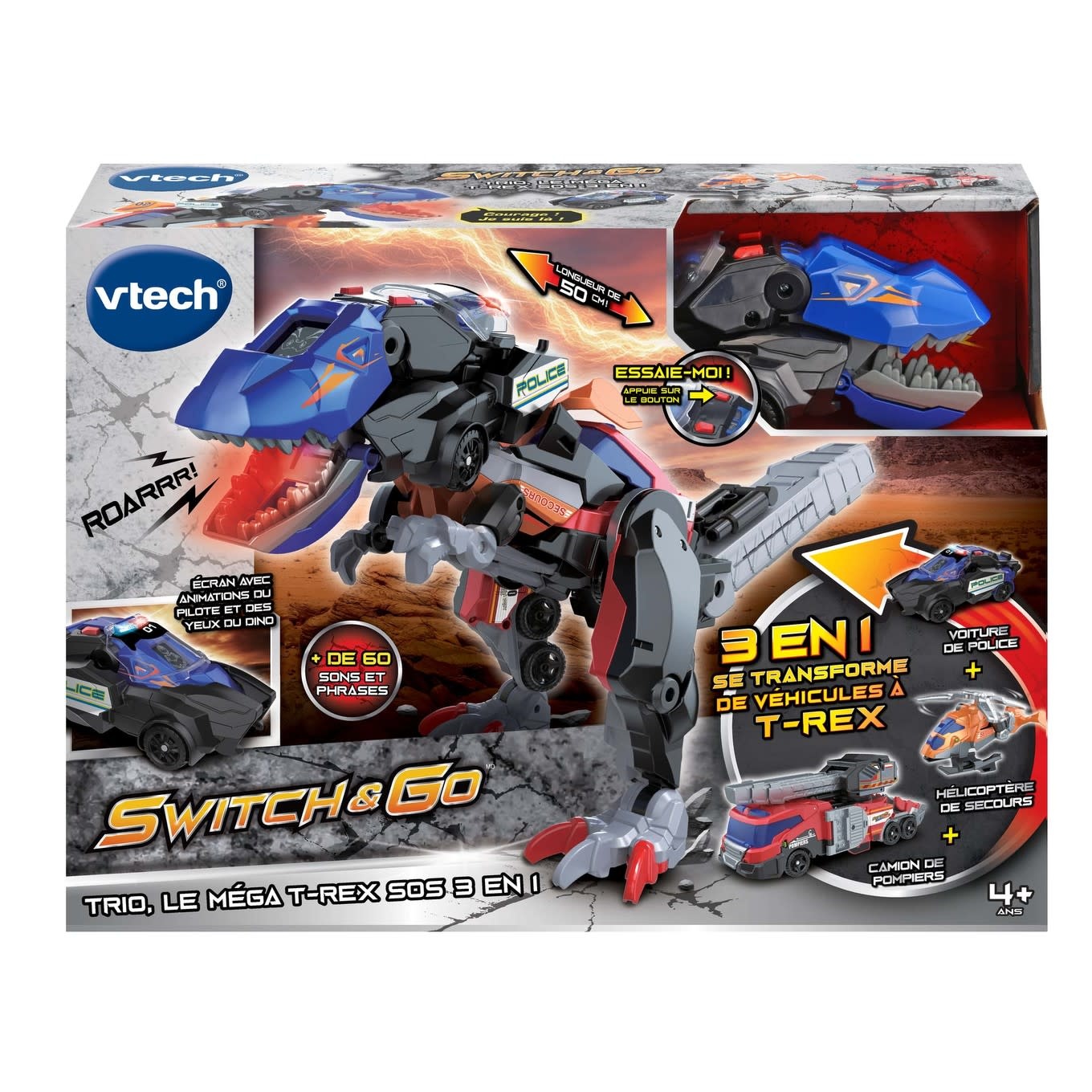 VTech Vtech - Switch & Go - Trio, le méga t-rex sos 3 en 1