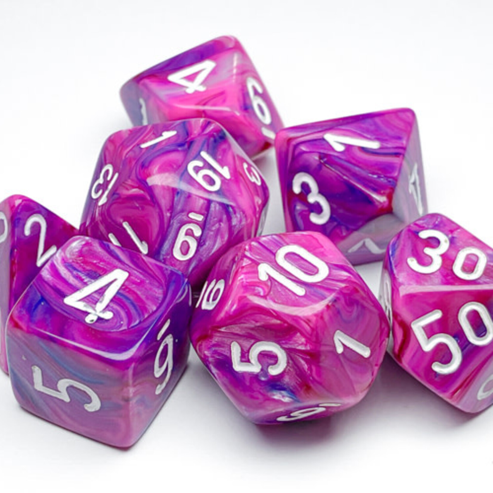 Chessex Chessex - Dés Festive - Violet/Blanc