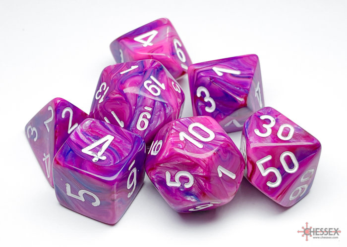 Chessex Chessex - Dés Festive - Violet/Blanc