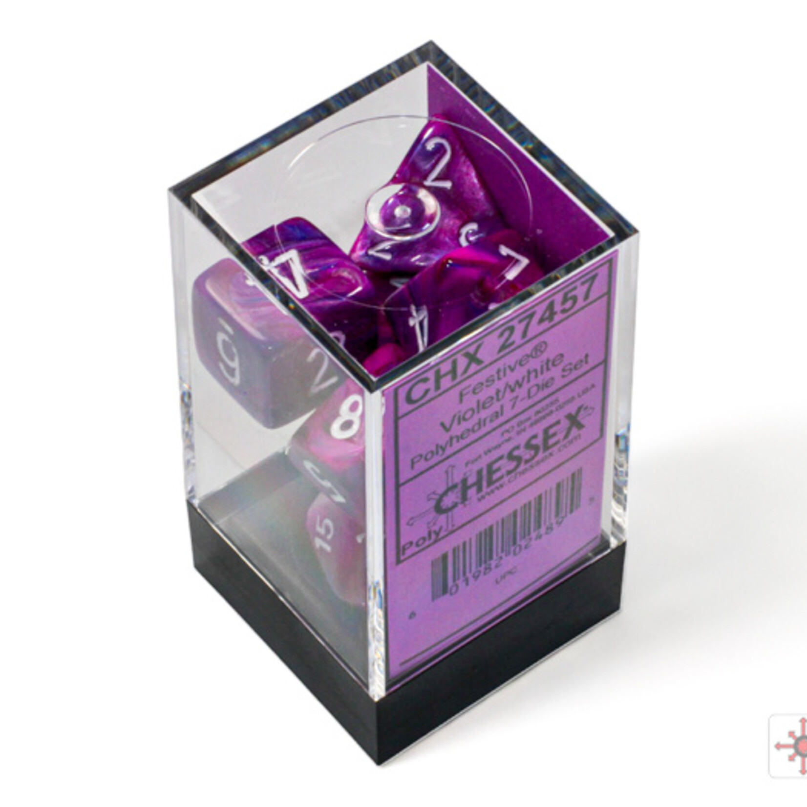 Chessex Chessex - Dés Festive - Violet/Blanc