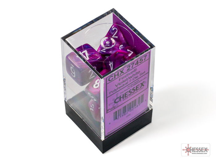 Chessex Chessex - Dés Festive - Violet/Blanc