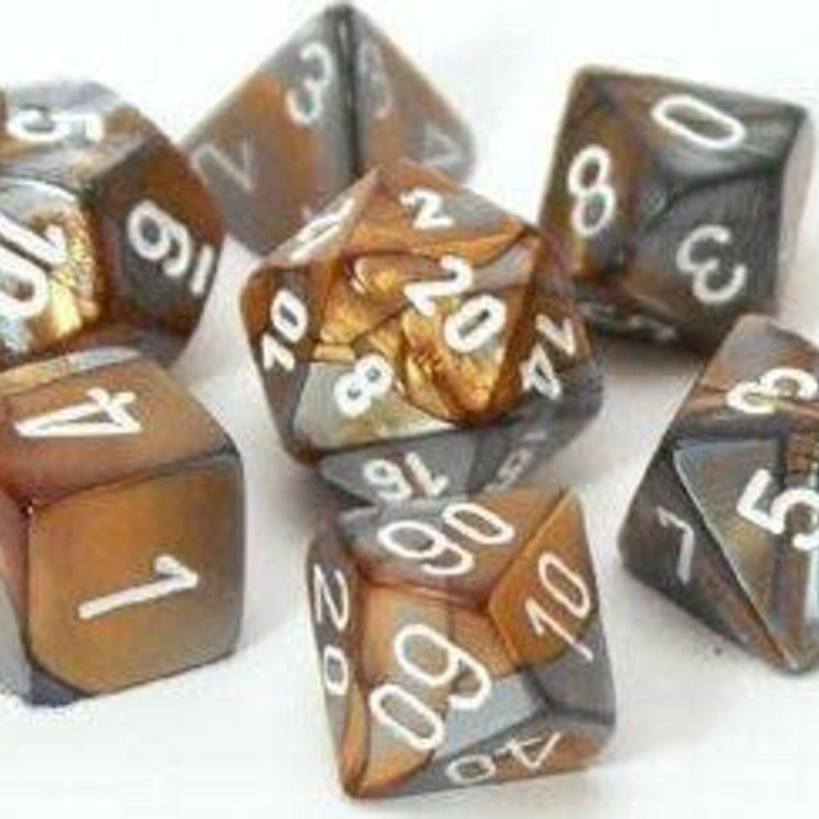 Chessex Chessex - 7 dés Gemini Cuivre/Blanc