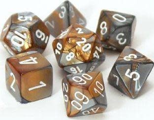 Chessex Chessex - 7 dés Gemini Cuivre/Blanc