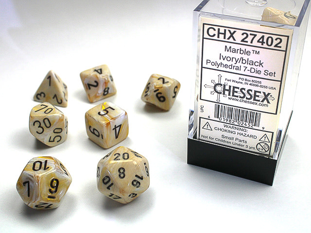 Chessex Chessex - Dés Marbre - Ivoire et Noir