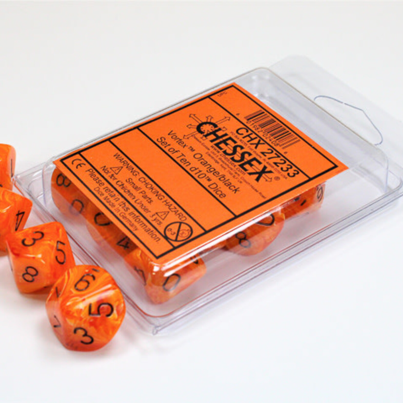 Chessex Chessex ensemble de 10 dés 10 orange avec chiffres noirs