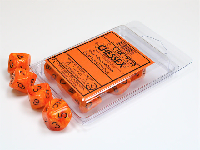 Chessex Chessex ensemble de 10 dés 10 orange avec chiffres noirs