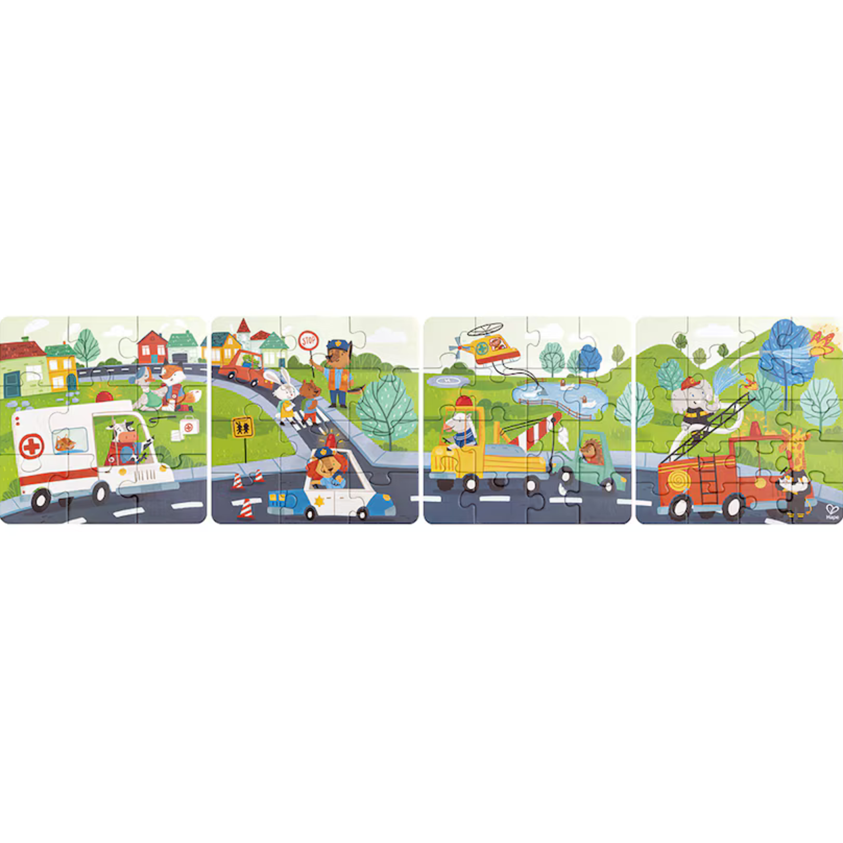 Hape Hape Puzzle 4 en 1 Les véhicules de sauvetages