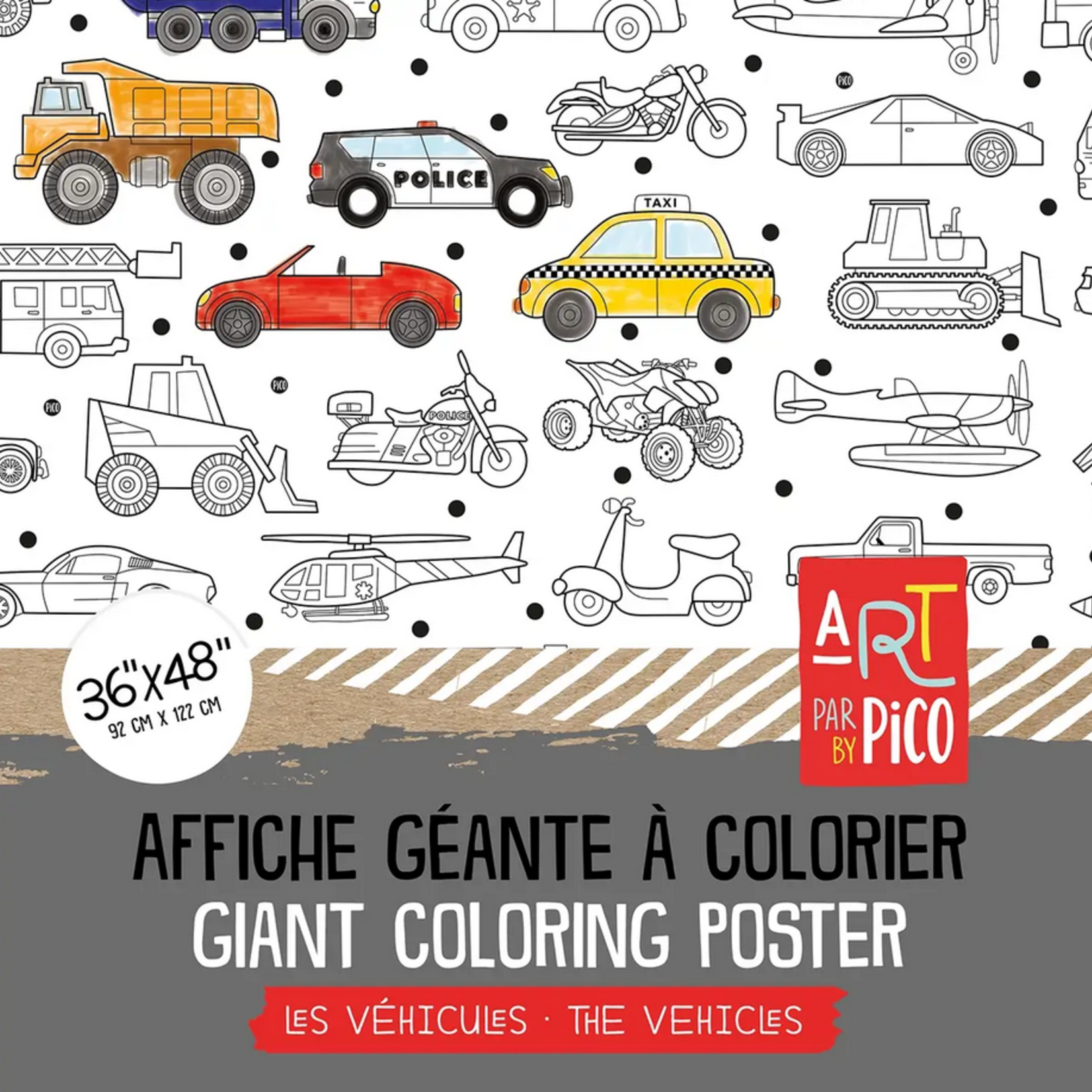 Pico PiCO - Affiche Géante à Colorier - Les Véhicules