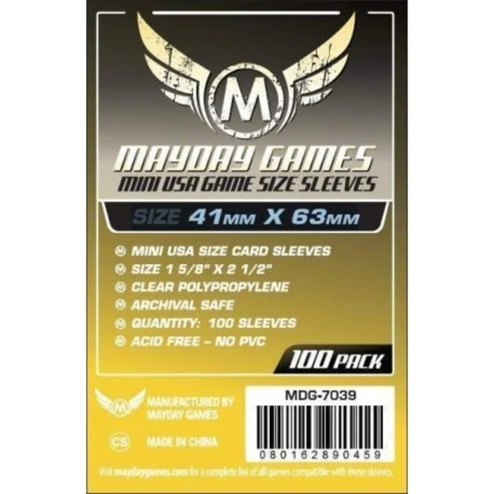 Mayday Games Mayday Sleeves 41x63mm Standard 100pk