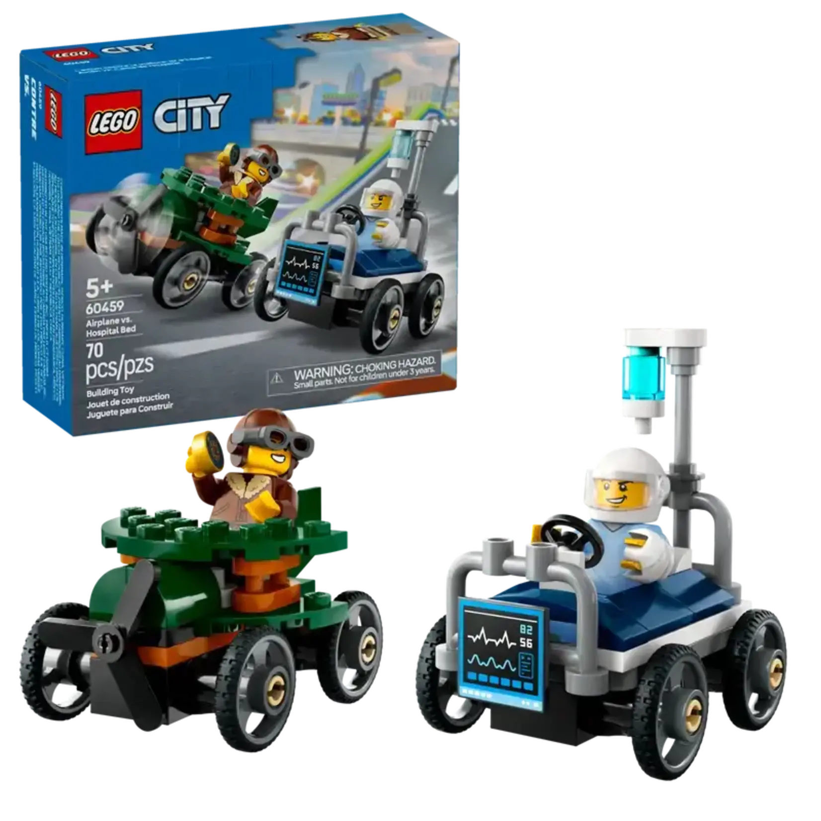 Lego Lego 60459 City - Ensemble de course L’avion contre la voiture-lit d’hôpital