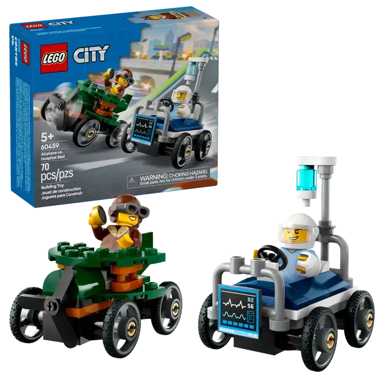 Lego Lego 60459 City - Ensemble de course L’avion contre la voiture-lit d’hôpital