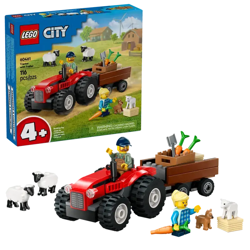 Lego Lego 60461 City - Le tracteur agricole rouge avec remorque et moutons