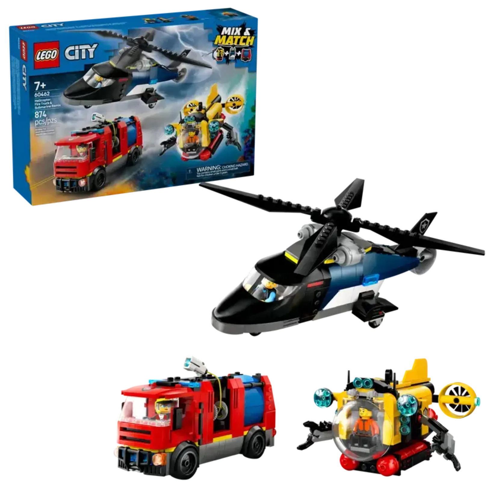 Lego Lego 60462 City - Ensemble hélicoptère, camion de pompiers et sous-marin