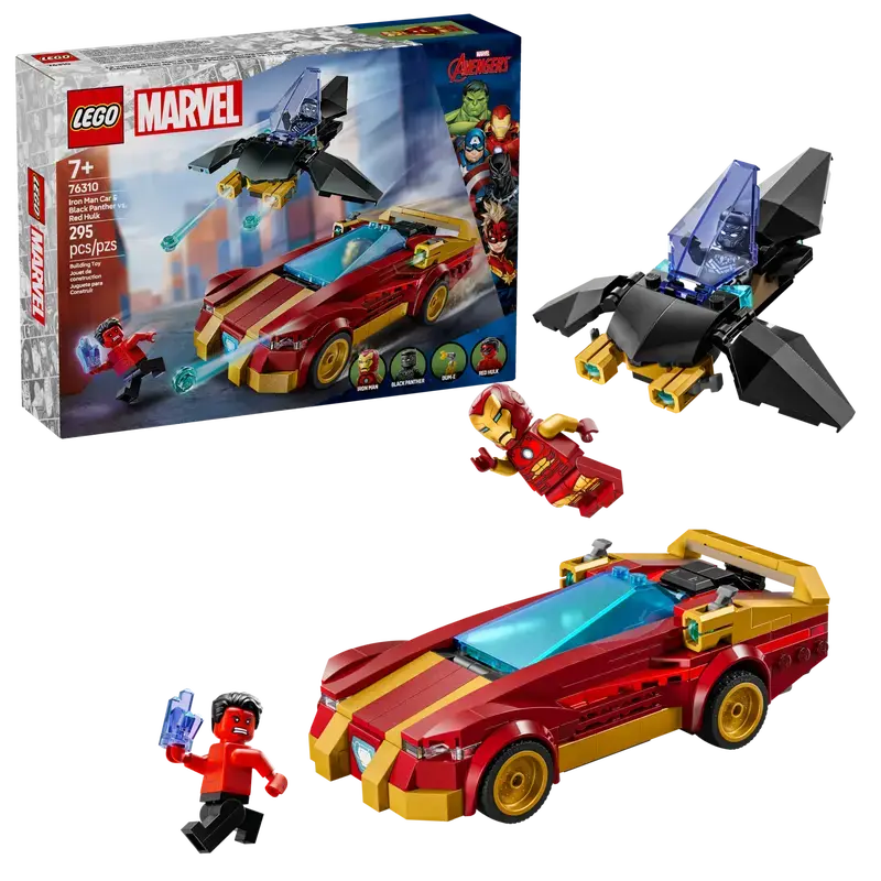 Lego Lego 76310 Marvel - La voiture d’Iron Man et Black Panther contre Hulk rouge
