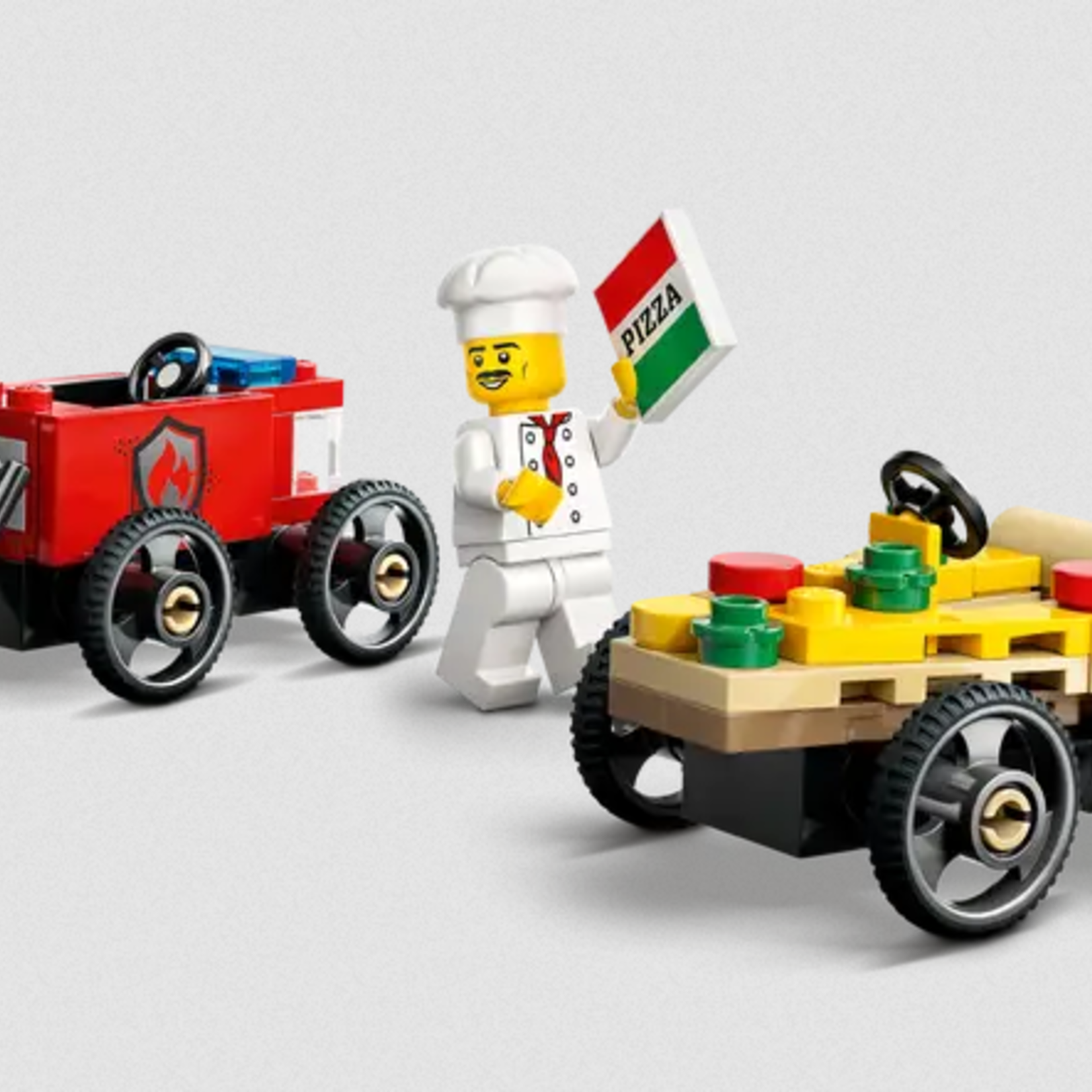 Lego Lego 60458 City - Ensemble de course La voiture-pizza contre le camion de pompiers