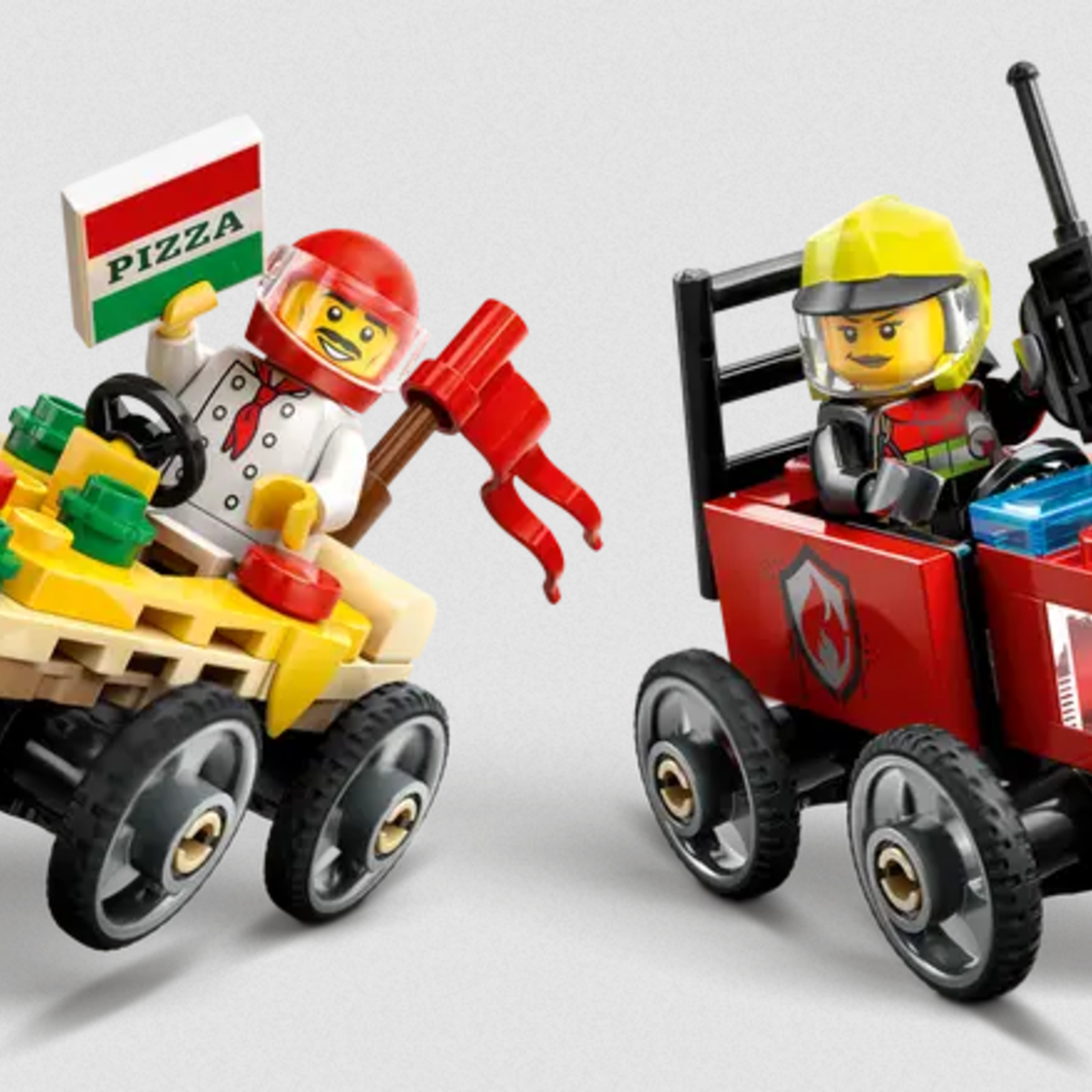 Lego Lego 60458 City - Ensemble de course La voiture-pizza contre le camion de pompiers