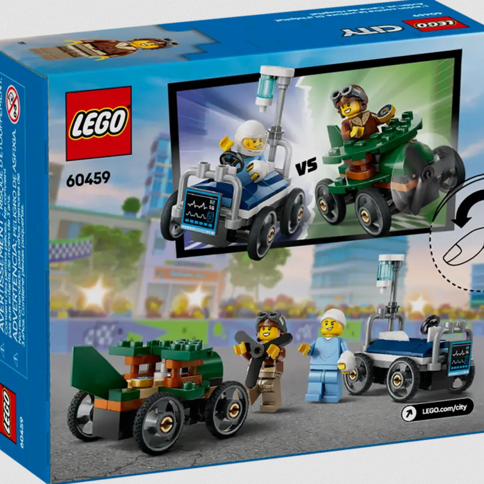 Lego Lego 60459 City - Ensemble de course L’avion contre la voiture-lit d’hôpital