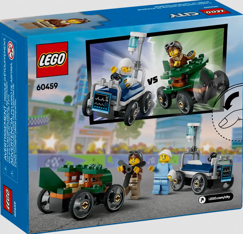 Lego Lego 60459 City - Ensemble de course L’avion contre la voiture-lit d’hôpital