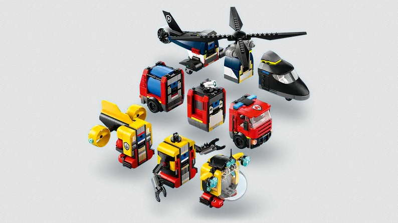 Lego Lego 60462 City - Ensemble hélicoptère, camion de pompiers et sous-marin