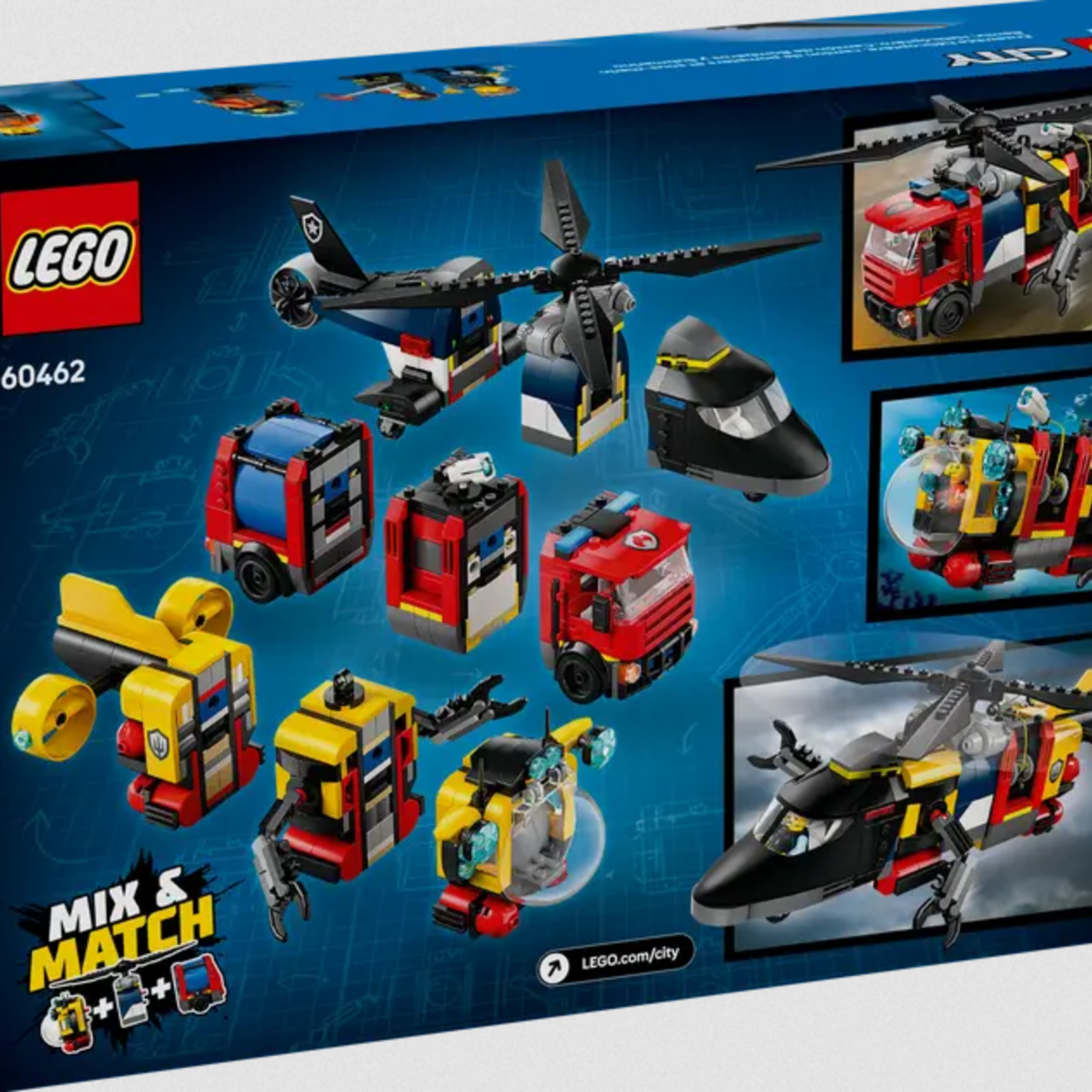 Lego Lego 60462 City - Ensemble hélicoptère, camion de pompiers et sous-marin