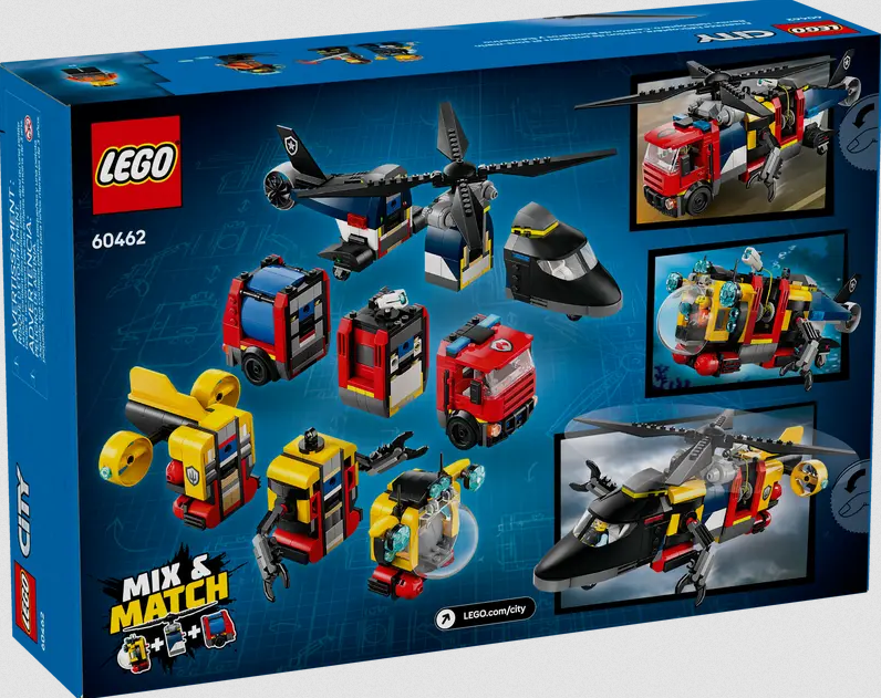 Lego Lego 60462 City - Ensemble hélicoptère, camion de pompiers et sous-marin