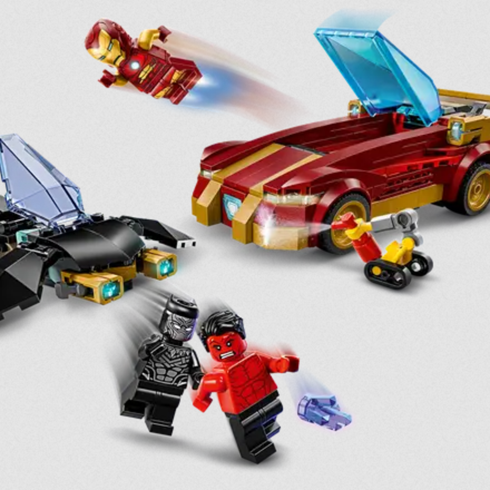Lego Lego 76310 Marvel - La voiture d’Iron Man et Black Panther contre Hulk rouge