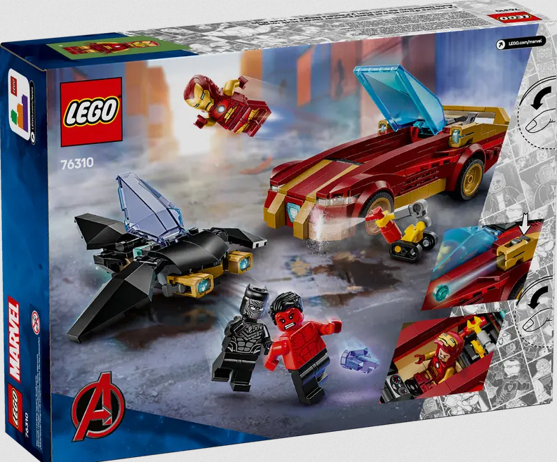 Lego Lego 76310 Marvel - La voiture d’Iron Man et Black Panther contre Hulk rouge