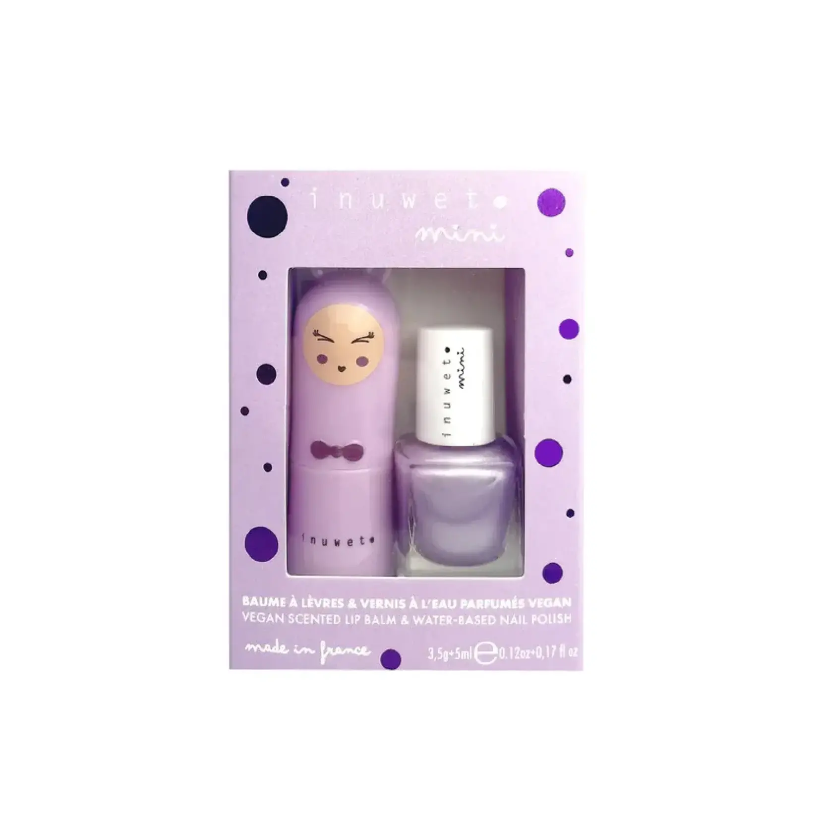 Inuwet Inuwet mini - Duo Baume à Lèvres et Vernis à l'eau - Guimauve