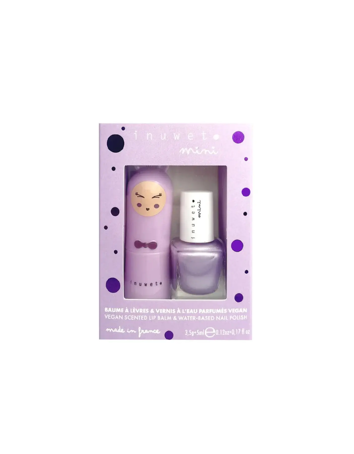 Inuwet Inuwet mini - Duo Baume à Lèvres et Vernis à l'eau - Guimauve