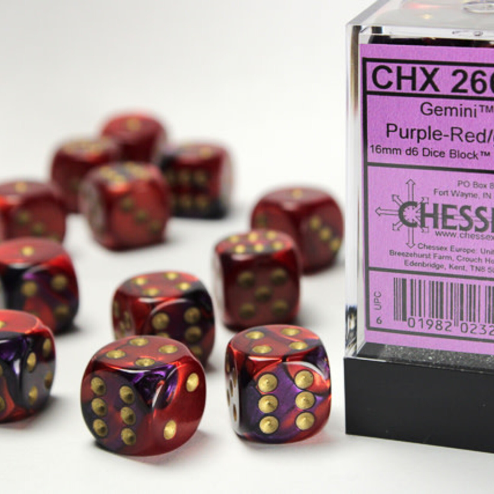 Chessex Chessex - 12d6 Gemini - Rouge et Or