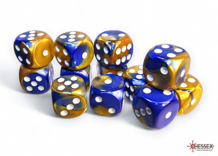 Chessex Chessex - 12d6 Gemini - Bleu-Or/Blanc