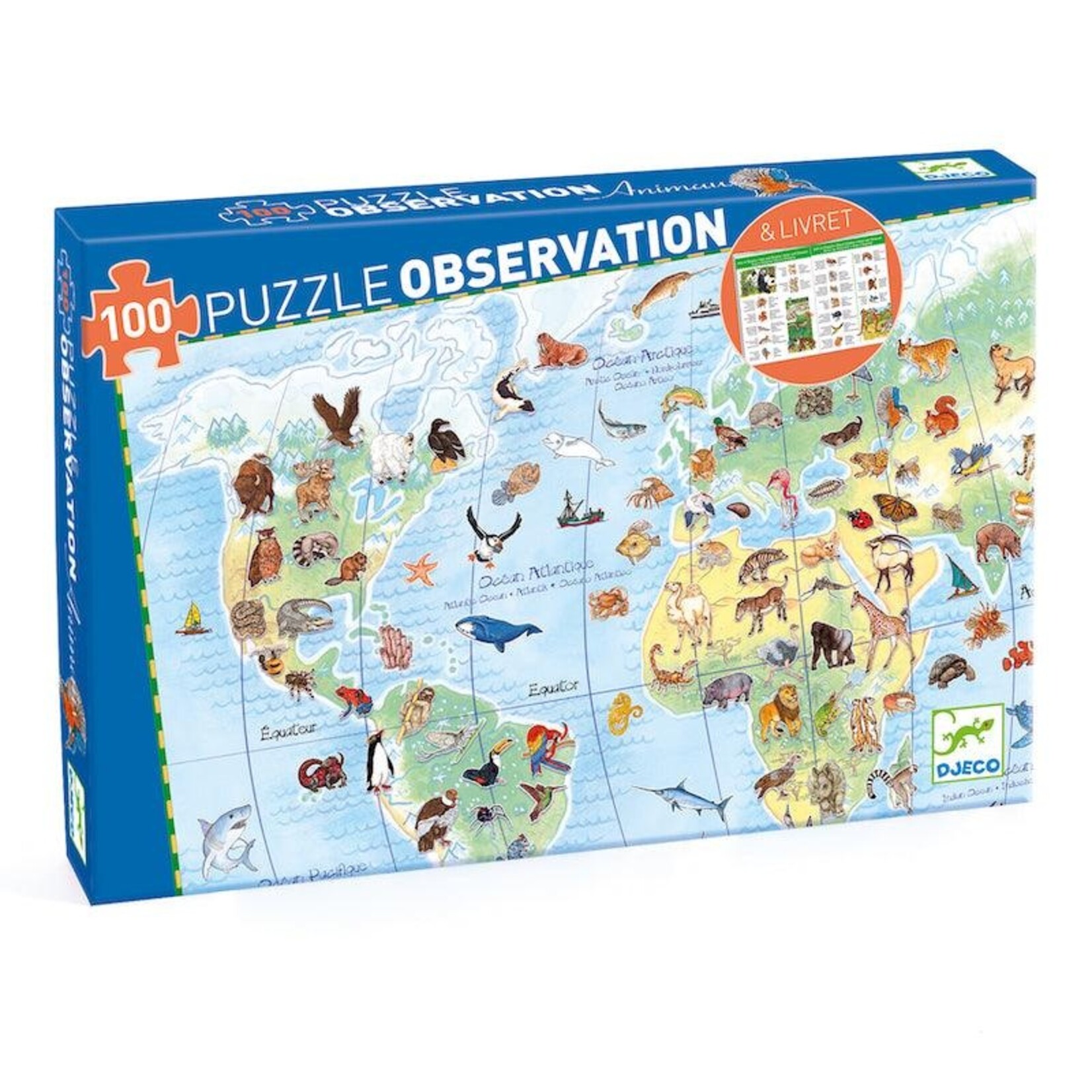 Djeco Puzzle Observation 100 - Animaux du monde