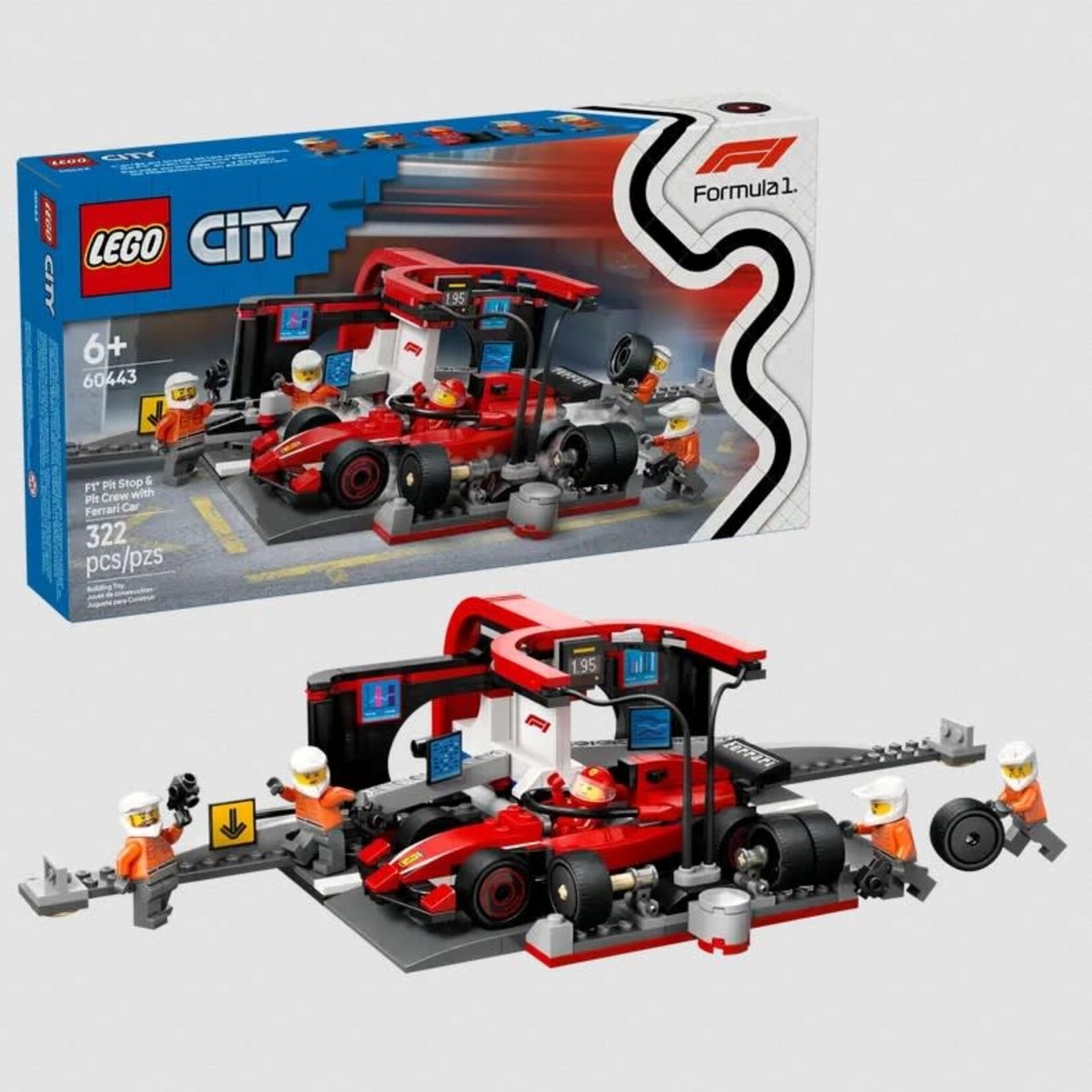 Lego Lego 60443 City - L’arrêt au stand et les mécaniciens de F1® avec la voiture Ferrari