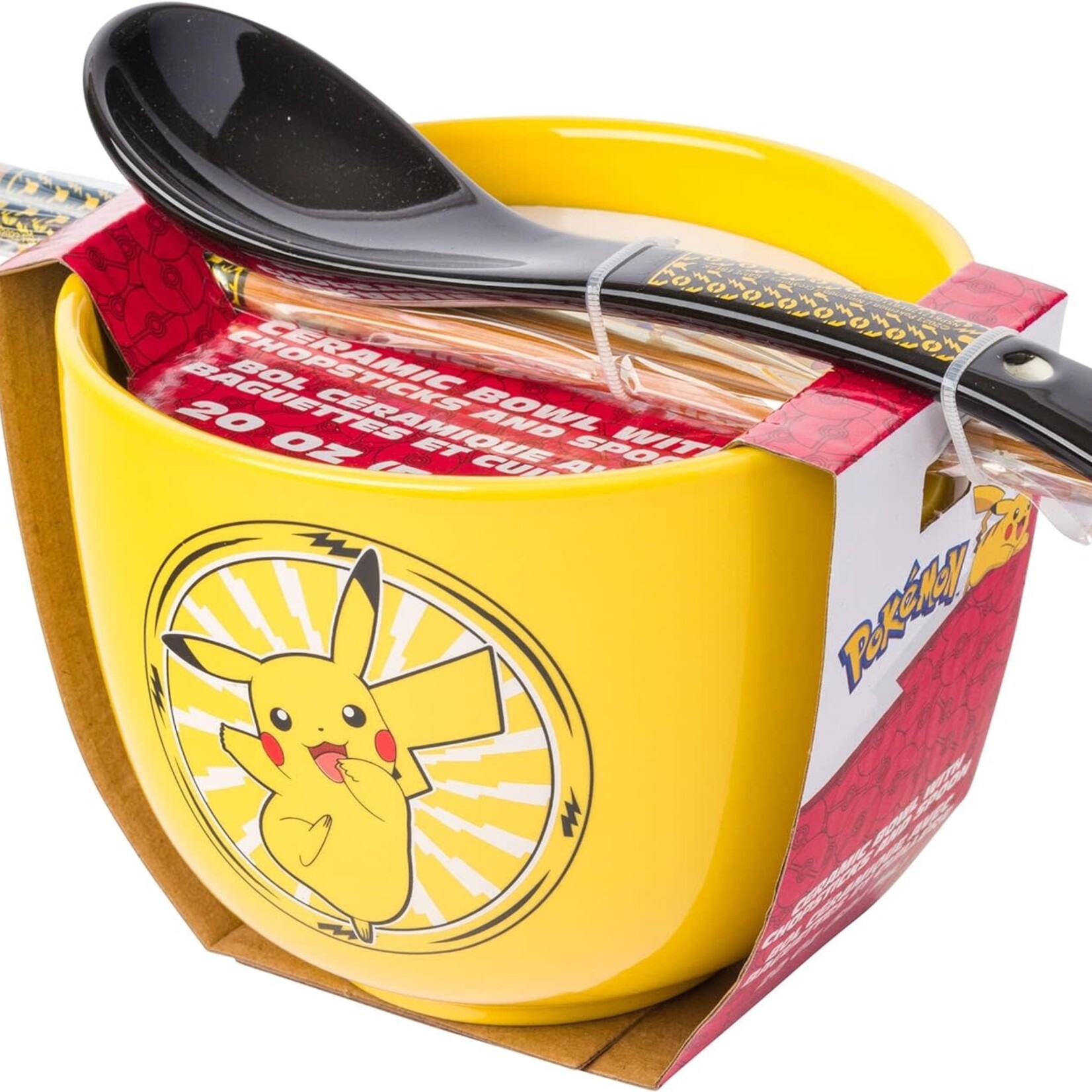 Silver Buffalo Bol à ramen avec baguettes et cuillere Pikachu