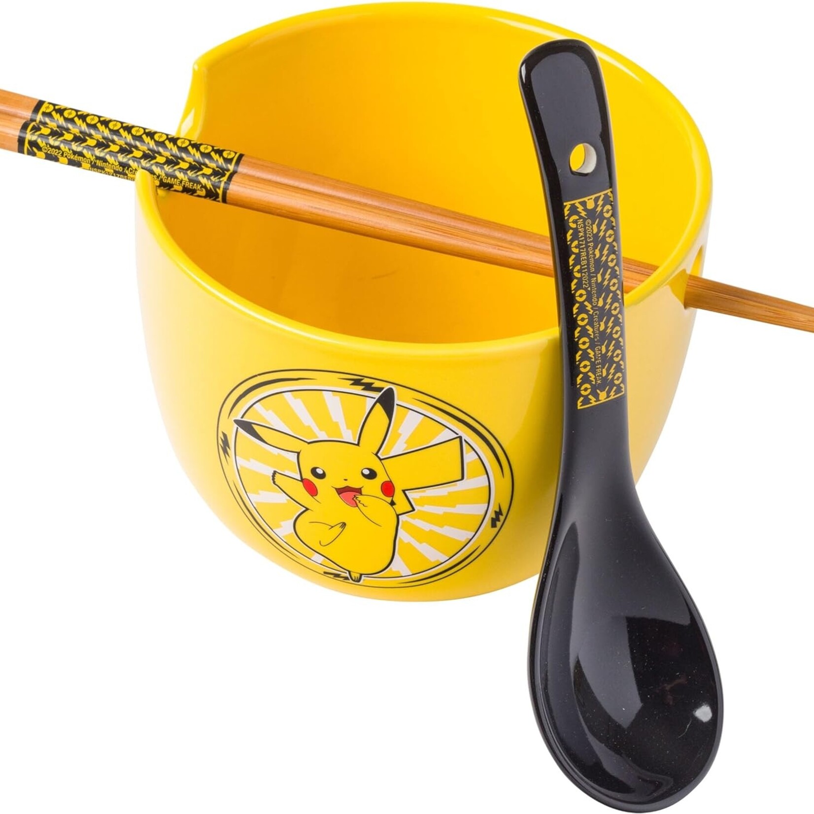 Silver Buffalo Bol à ramen avec baguettes et cuillere Pikachu