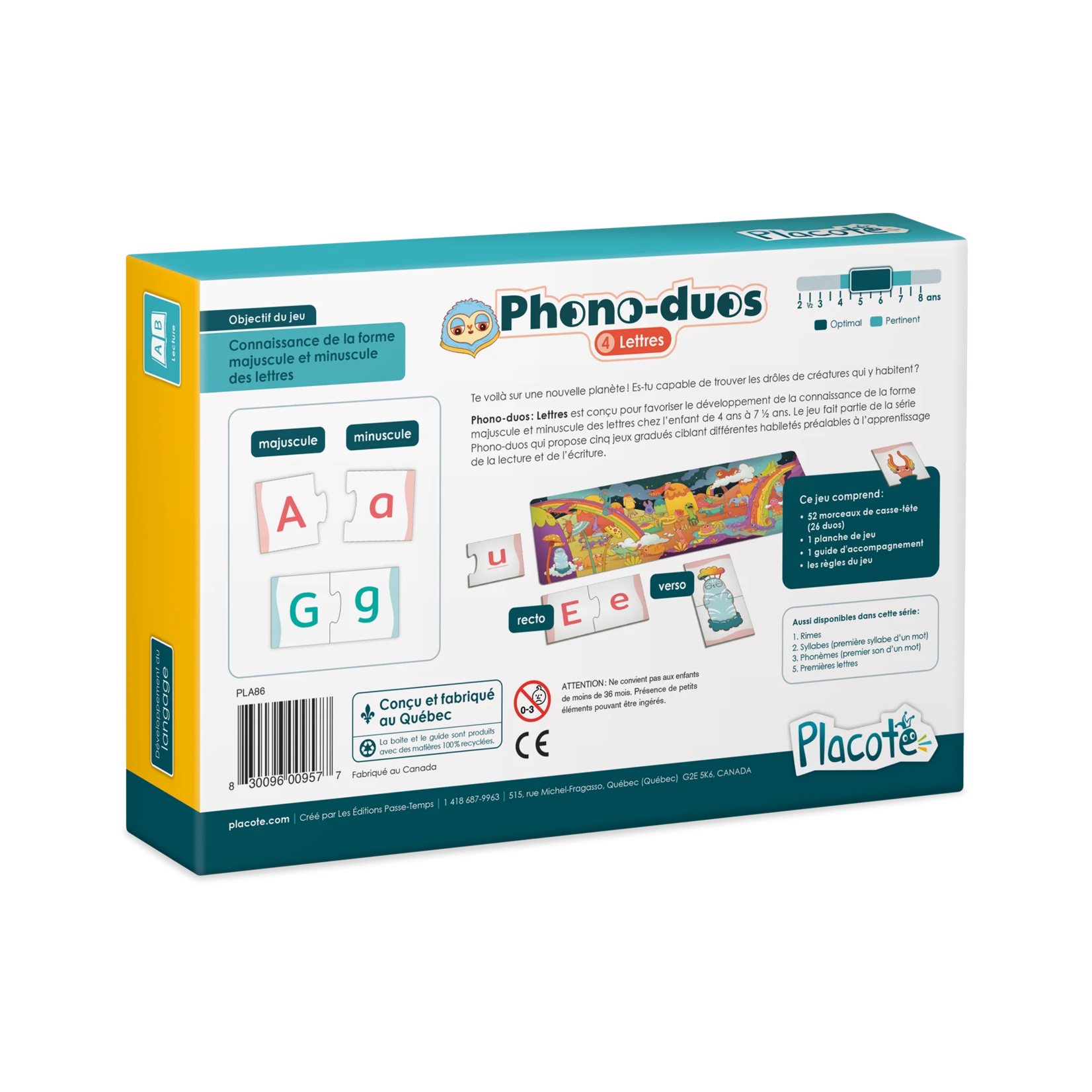 Placote Phono-Duos - 4 Lettres