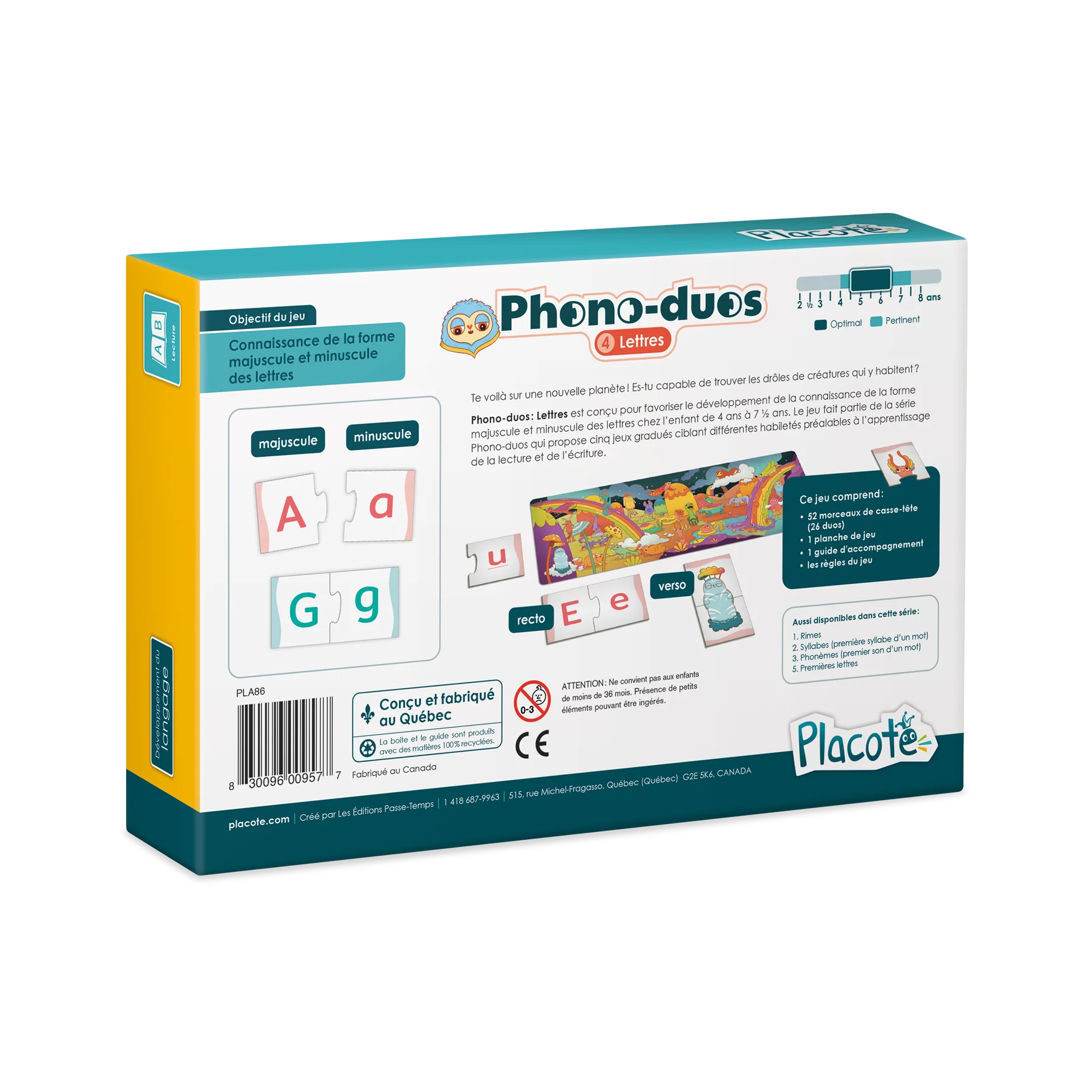 Placote Phono-Duos - 4 Lettres