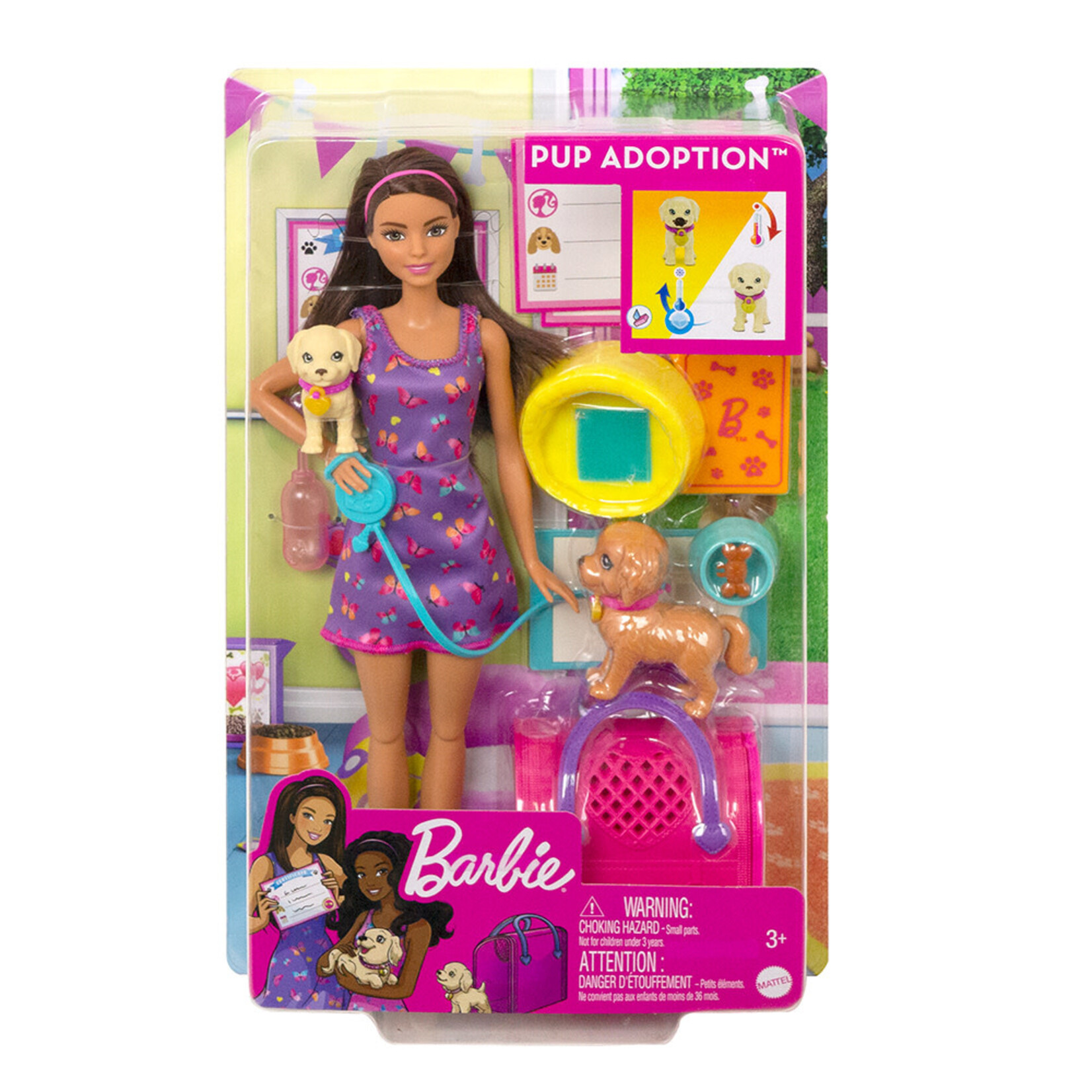 Mattel Barbie - Coffret de jeu adoption de chiots avec poupée