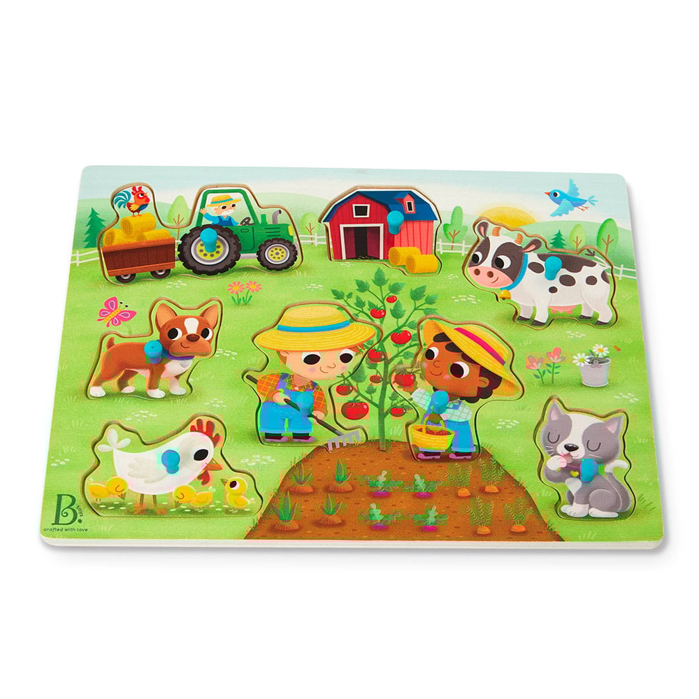 B. Collection B.Woody - Casse-tête de bois "Peek & Explore" 8 pièces - Basse-cour