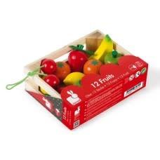 Janod 12 fruits en bois dans une boîte