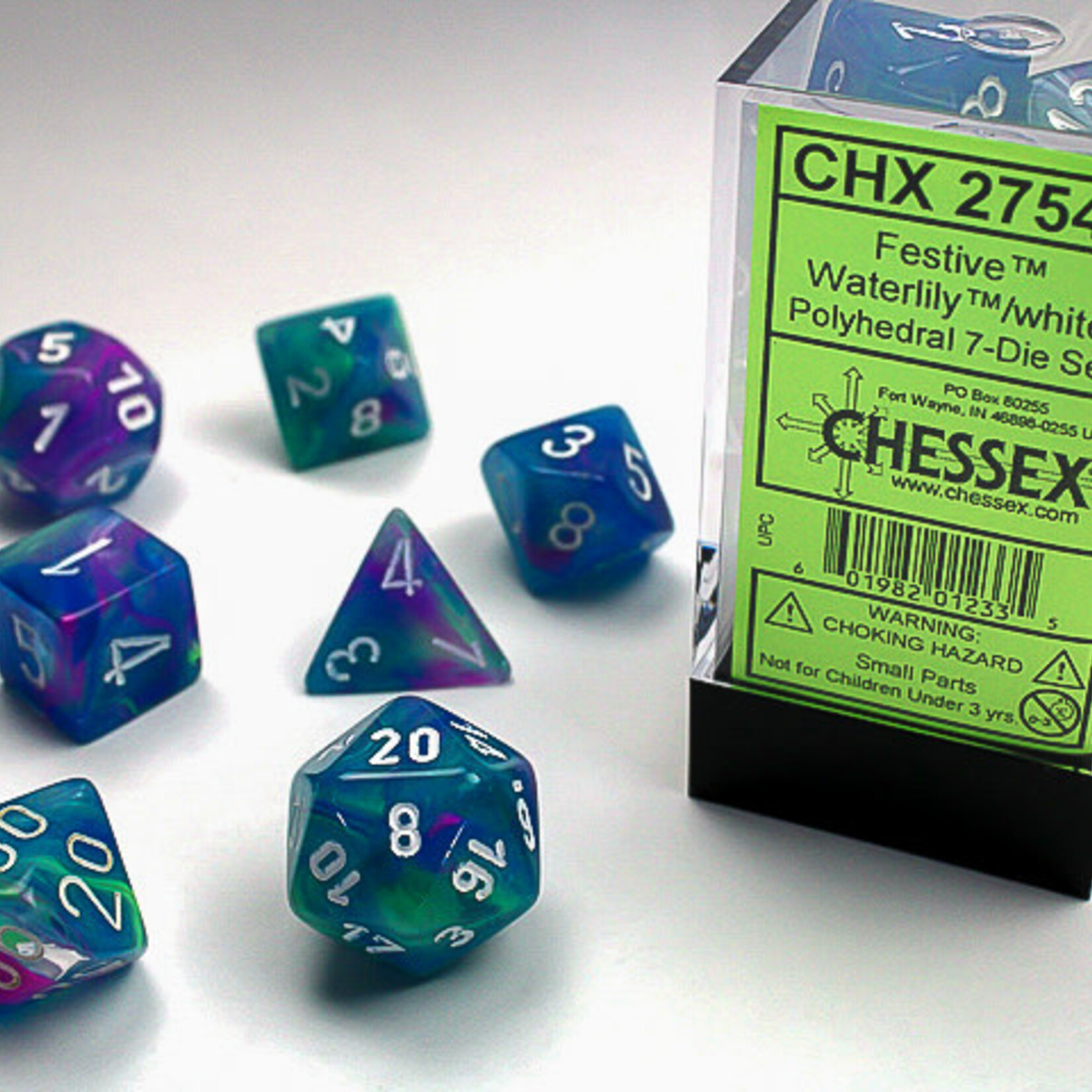 Chessex Chessex - Dés Festive - Nénuphar et blanc