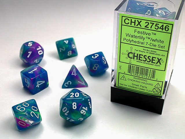 Chessex Chessex - Dés Festive - Nénuphar et blanc