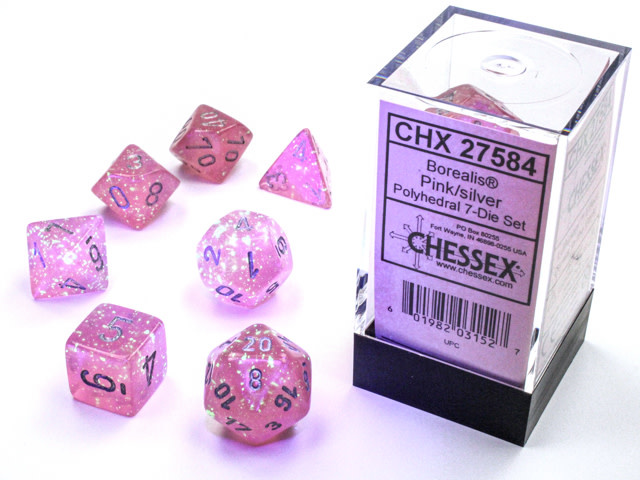Chessex Chessex - Dés Borealis Luminary - Rose et argent