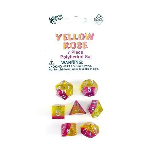 Koplow Ensemble de 7 dés polyédriques trois couleurs "Yellow Rose"