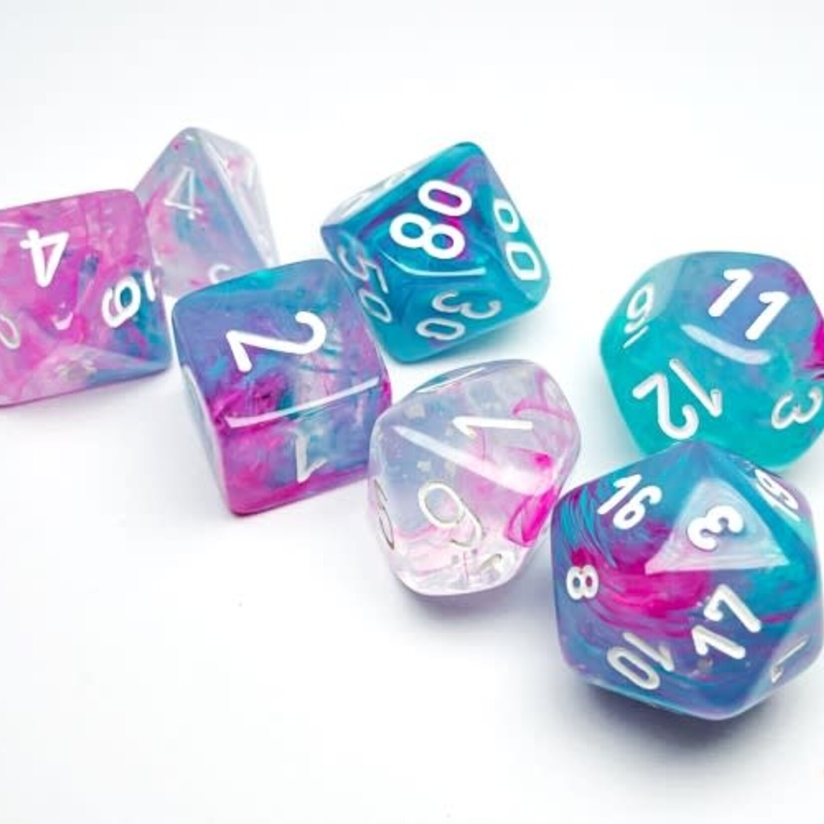 Chessex Chessex - 7 dés Nebula luminary wisteria/blanc