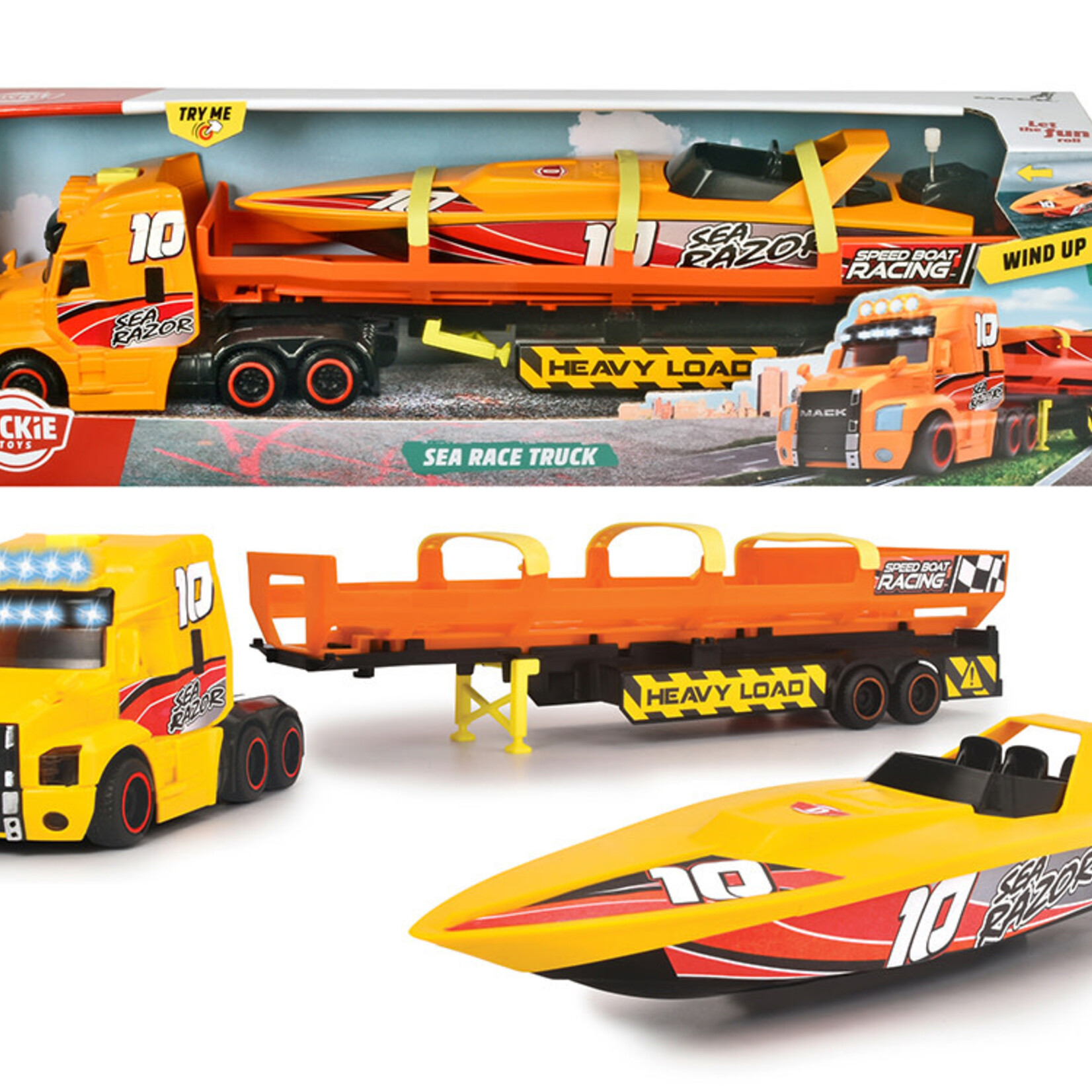 Dickie Toys Dickie - Ensemble de camion et bateau de course