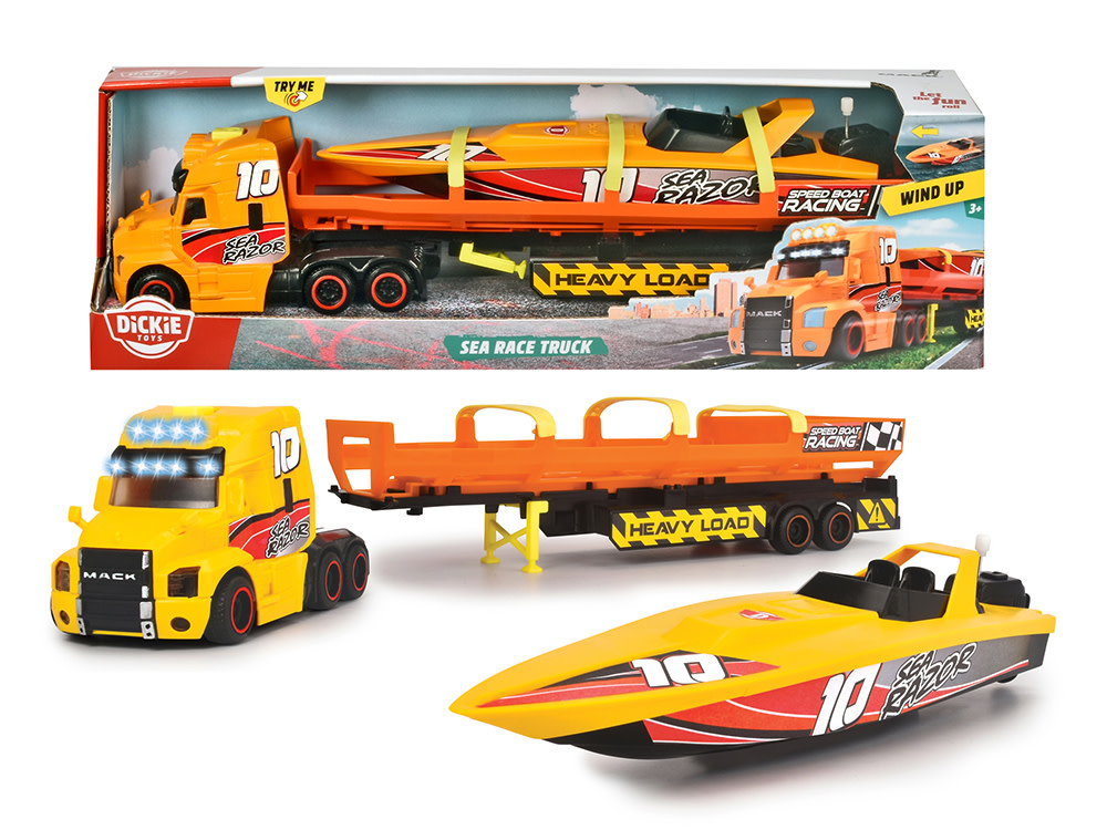 Dickie Toys Dickie - Ensemble de camion et bateau de course