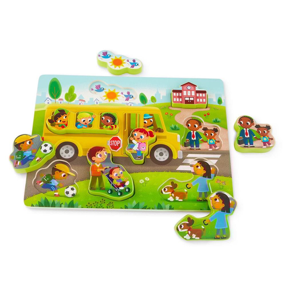 B. Collection B.Toys 8 pièces de casse-tête regarde et explore autobus scolaire