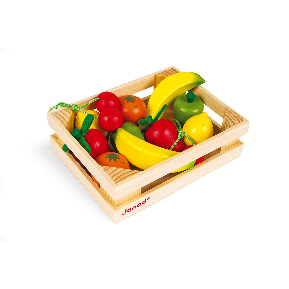 Janod 12 fruits en bois dans une boîte