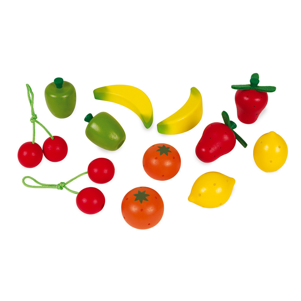 Janod 12 fruits en bois dans une boîte